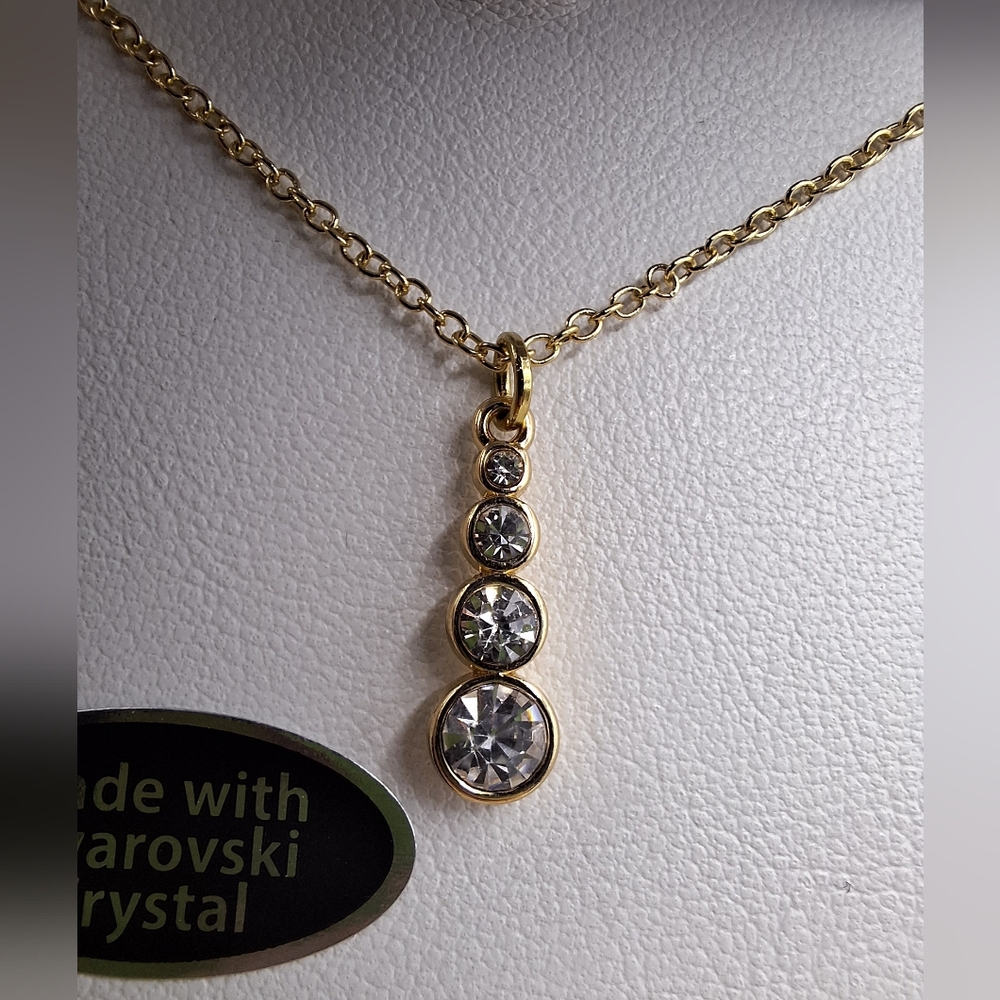 Swarovski Gold Necklace with Clear Crystals